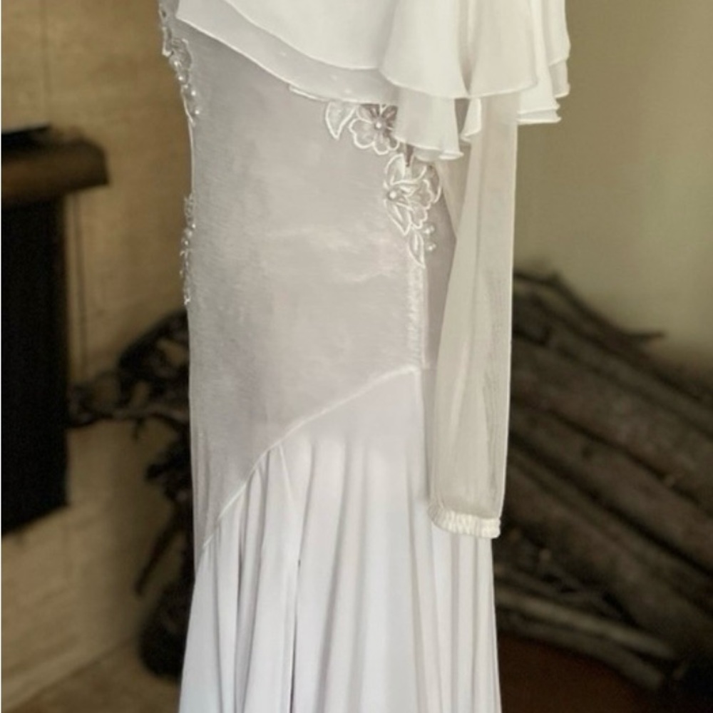 Smooth Ballroom Competition Practice Dance Dress White Size S/M - Picture 5 of 14
